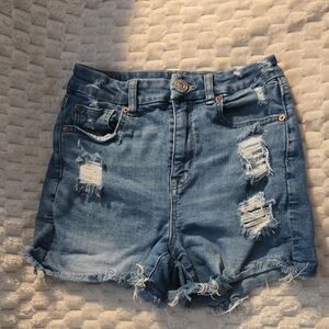 American Eagle Outfitters Light Blue Distressed Jean Shorts